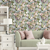 NW52505 bird garden peel and stick wallpaper living room from NextWall