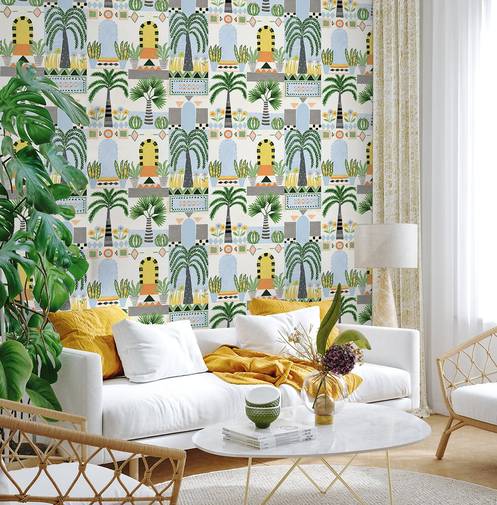 NW52600 tropical peel and stick wallpaper living room from NextWall