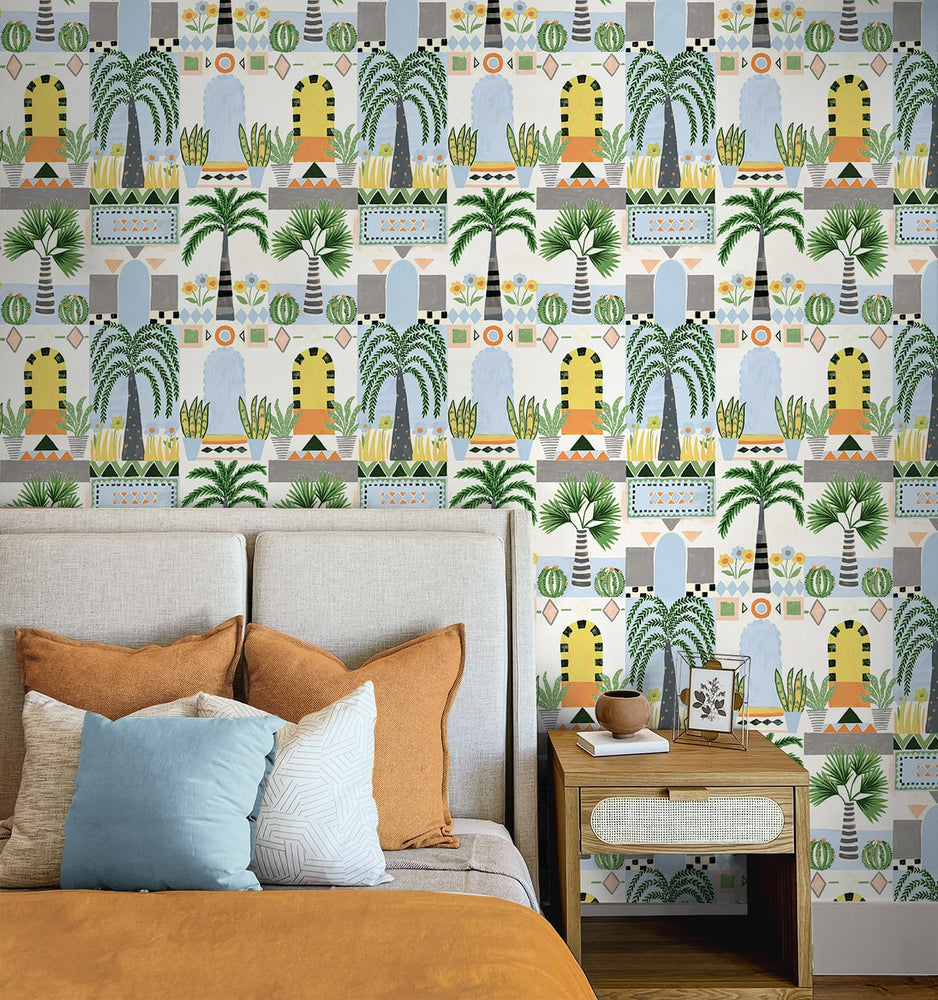 NW52600 tropical peel and stick wallpaper bedroom from NextWall