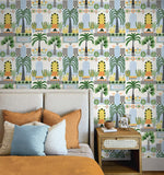 NW52600 tropical peel and stick wallpaper bedroom from NextWall