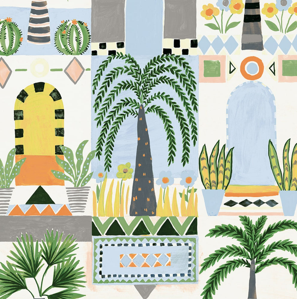 Tropical Facade Peel and Stick Removable Wallpaper