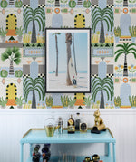 NW52600 tropical peel and stick wallpaper bar cart from NextWall