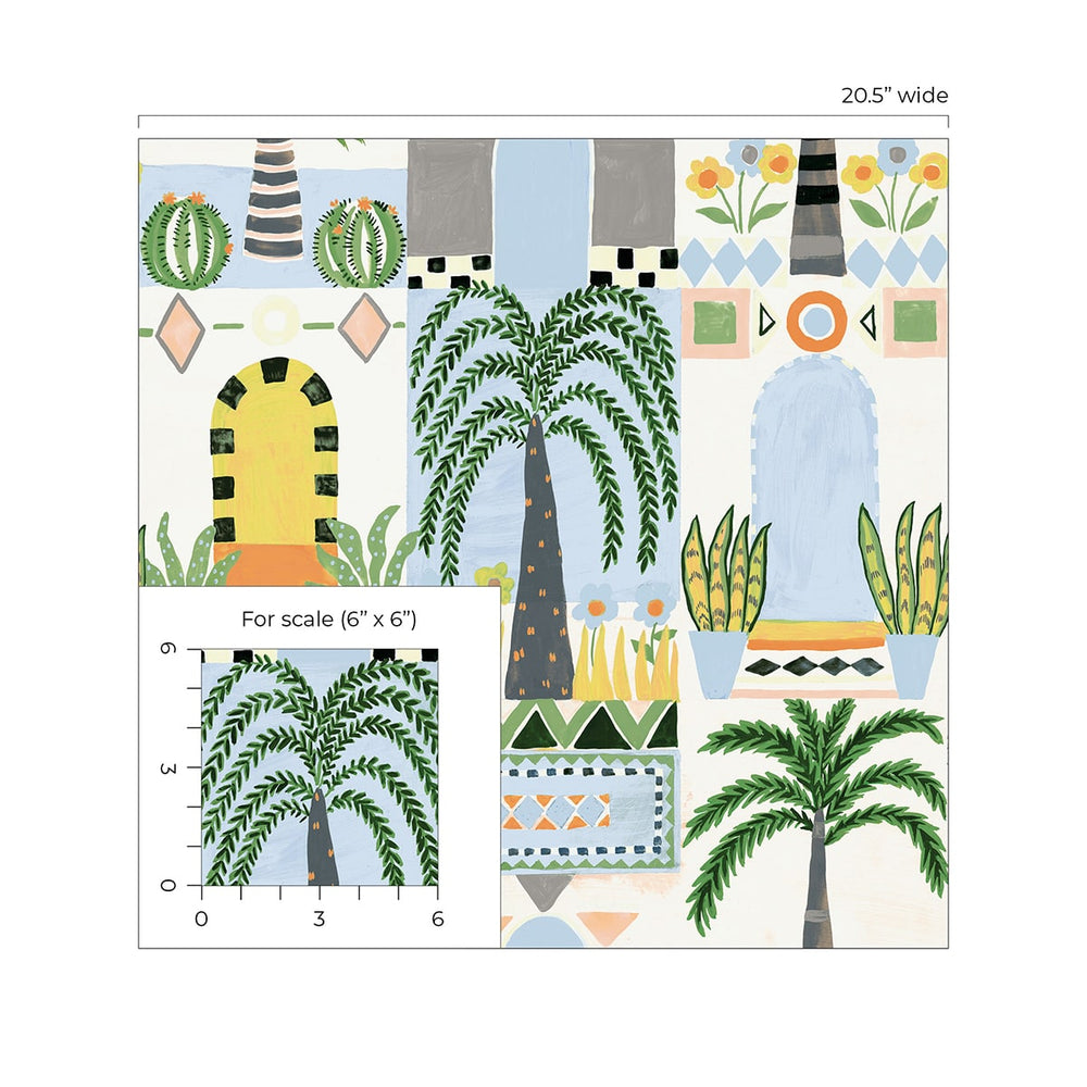 NW52600 tropical peel and stick wallpaper scale from NextWall