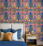 NW52601 tropical peel and stick wallpaper bedroom from NextWall