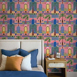 NW52601 tropical peel and stick wallpaper bedroom from NextWall