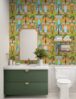 NW52606 tropical peel and stick wallpaper bathroom from NextWall
