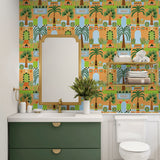NW52606 tropical peel and stick wallpaper bathroom from NextWall
