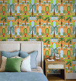 NW52606 tropical peel and stick wallpaper bedroom from NextWall