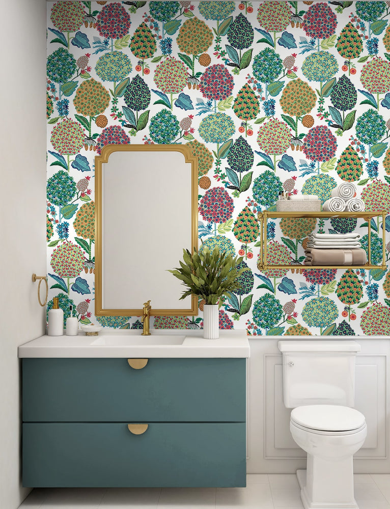 NW52701 floral peel and stick wallpaper bathroom from NextWall