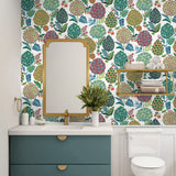 NW52701 floral peel and stick wallpaper bathroom from NextWall