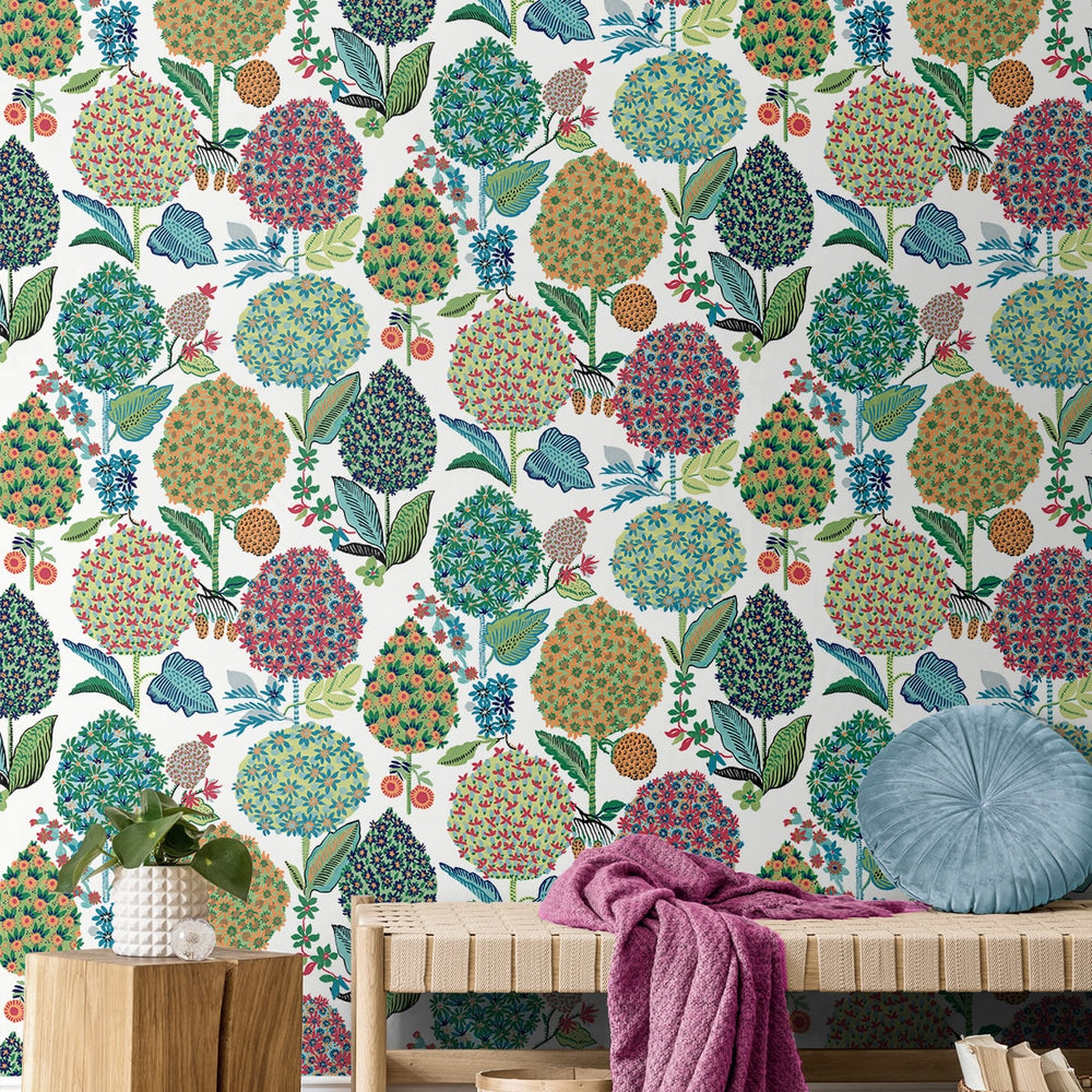 NW52701 floral peel and stick wallpaper entryway from NextWall