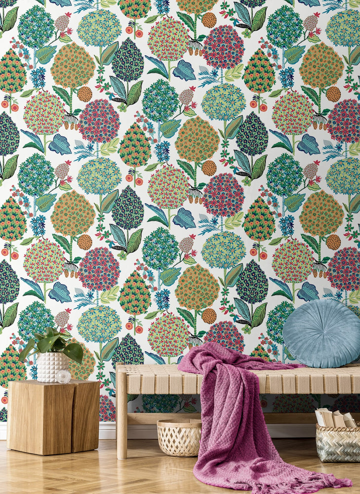 NW52701 floral peel and stick wallpaper entryway from NextWall