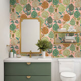 NW52721 floral peel and stick wallpaper bathroom from NextWall