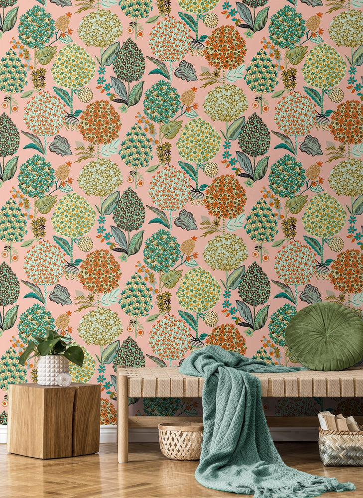 NW52721 floral peel and stick wallpaper entryway from NextWall