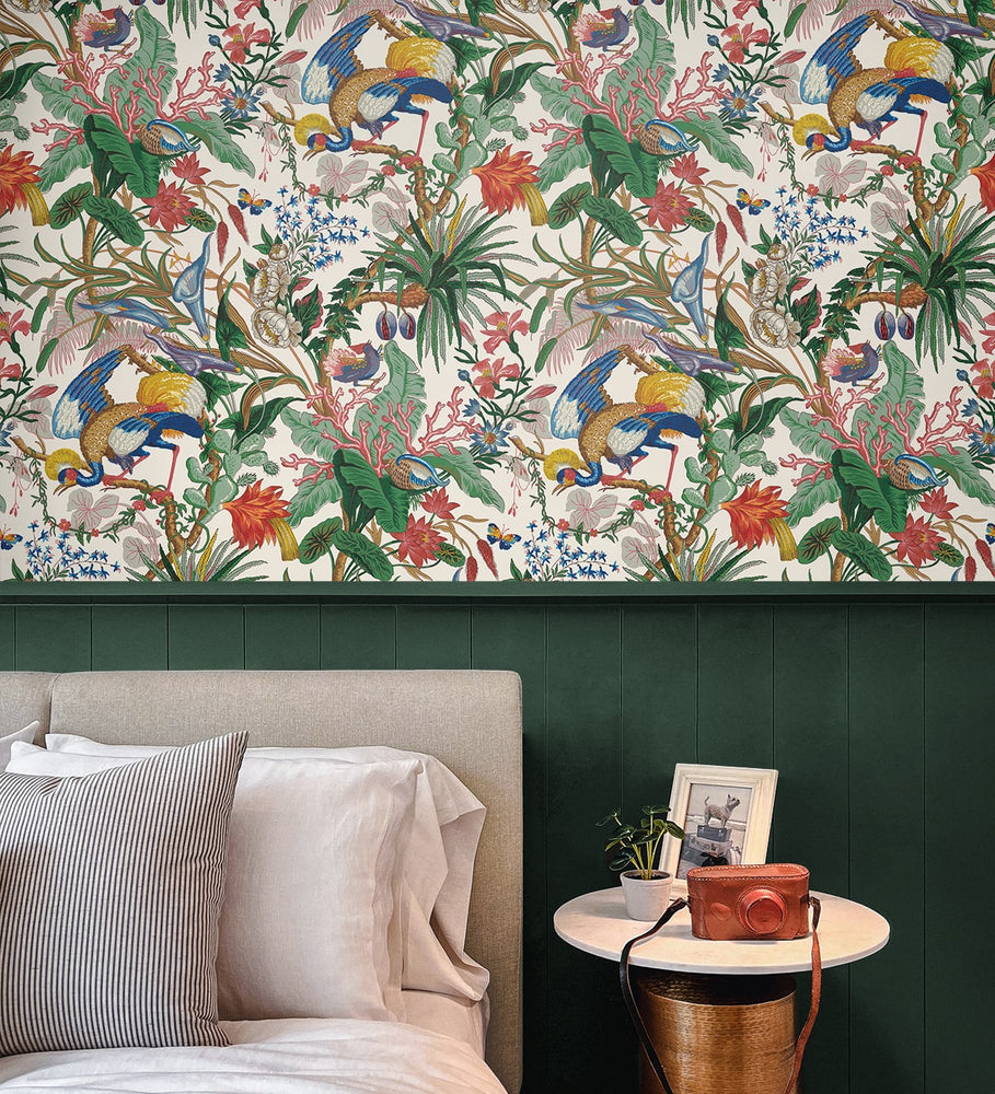 NW52810 tropical peel and stick wallpaper bedroom from NextWall