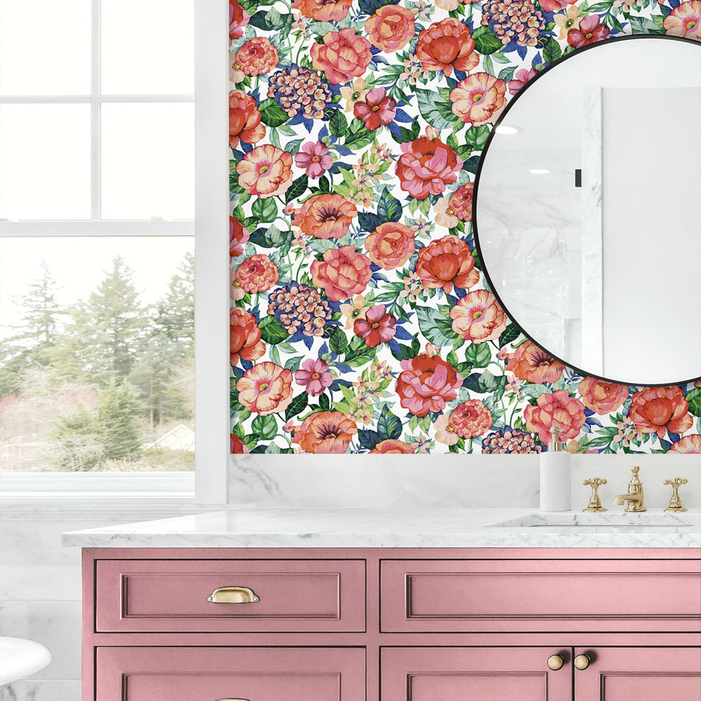 
                  
                    NW52905 floral peel and stick wallpaper bathroom from NextWall
                  
                