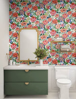 NW52905 floral peel and stick wallpaper bathroom from NextWall