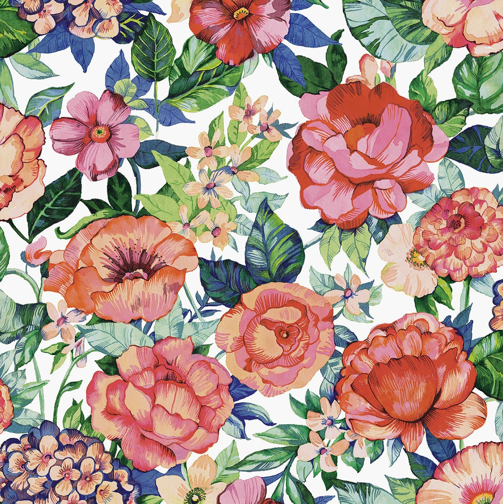 Watercolor Floral Garden Peel and Stick Removable Wallpaper