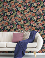 NW52922 floral peel and stick wallpaper living room from NextWall