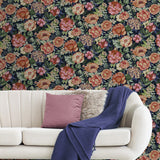 NW52922 floral peel and stick wallpaper living room from NextWall
