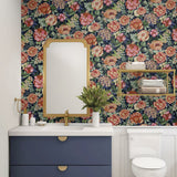 NW52922 floral peel and stick wallpaper bathroom from NextWall