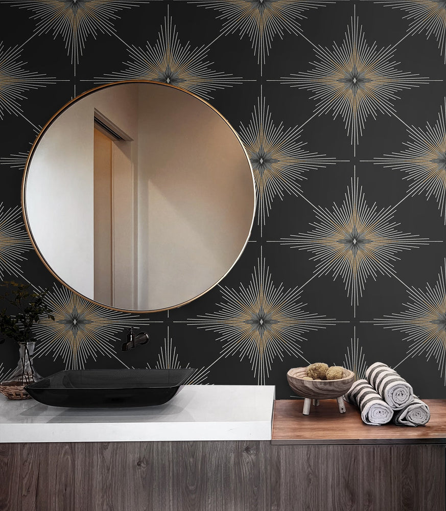 NW53000 geometric peel and stick wallpaper self adhesive renter friendly wallcovering bathroom