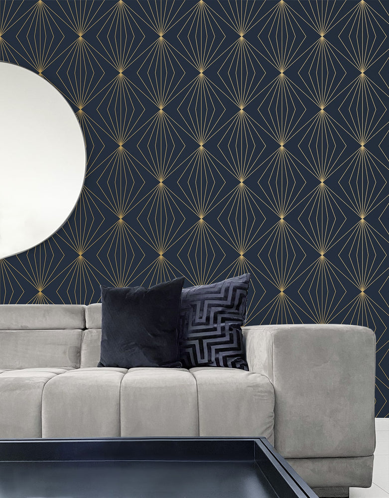 NW53102 geometric peel and stick wallpaper living room from NextWall