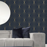 NW53102 geometric peel and stick wallpaper living room from NextWall