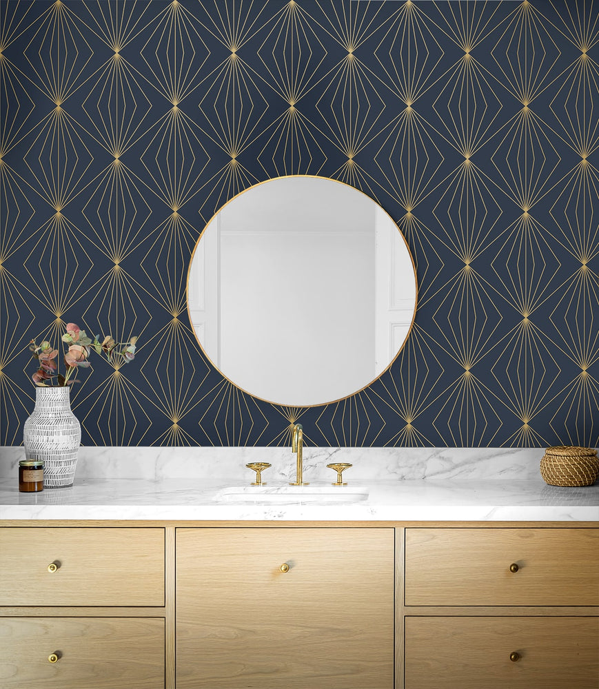 NW53102 geometric peel and stick wallpaper bathroom from NextWall