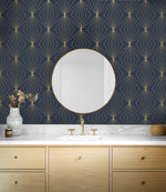 NW53102 geometric peel and stick wallpaper bathroom from NextWall