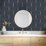 NW53102 geometric peel and stick wallpaper bathroom from NextWall