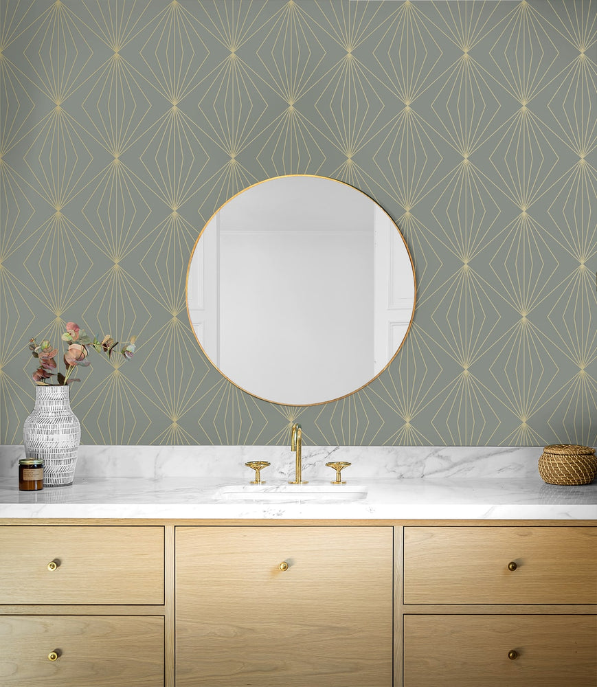 NW53105 geometric peel and stick wallpaper bathroom from NextWall