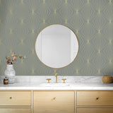 NW53105 geometric peel and stick wallpaper bathroom from NextWall