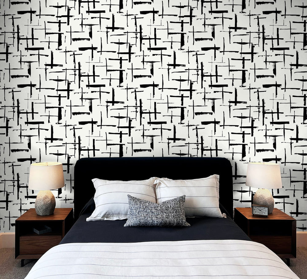 NW53300 abstract peel and stick wallpaper bedroom from NextWall
