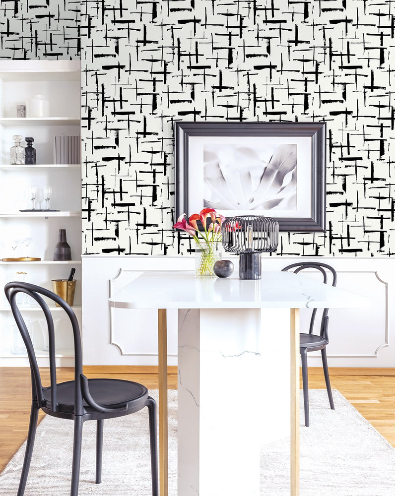 NW53300 abstract peel and stick wallpaper dining room from NextWall