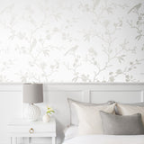 NW53400 chinoiserie peel and stick wallpaper bedroom from NextWall