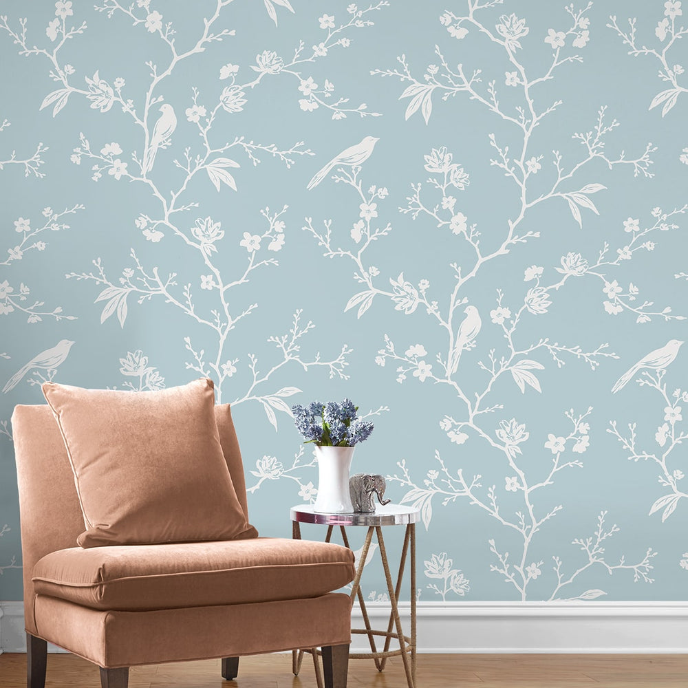 
                  
                    NW53402 chinoiserie peel and stick wallpaper living room from NextWall
                  
                