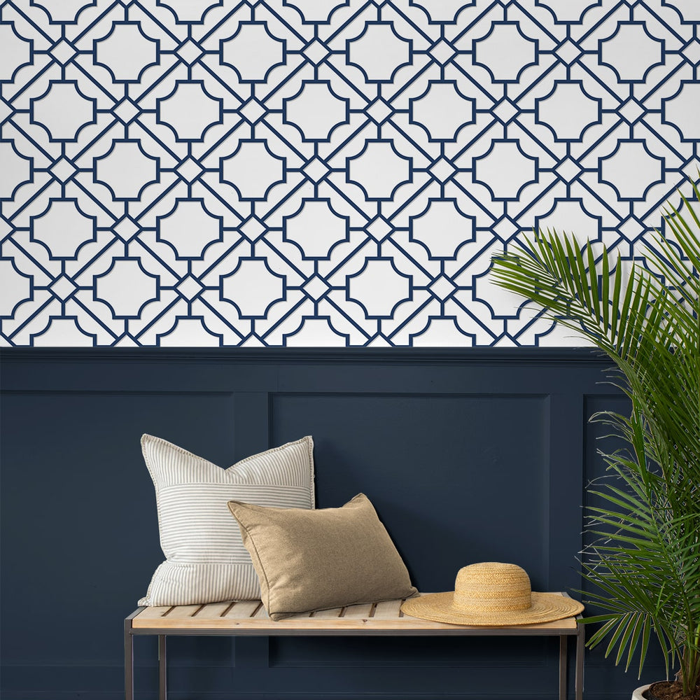 
                  
                    NW53502 lattice geometric peel and stick wallpaper entryway from NextWall
                  
                