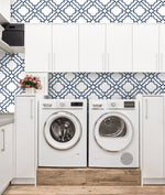 NW53502 lattice geometric peel and stick wallpaper laundry room from NextWall