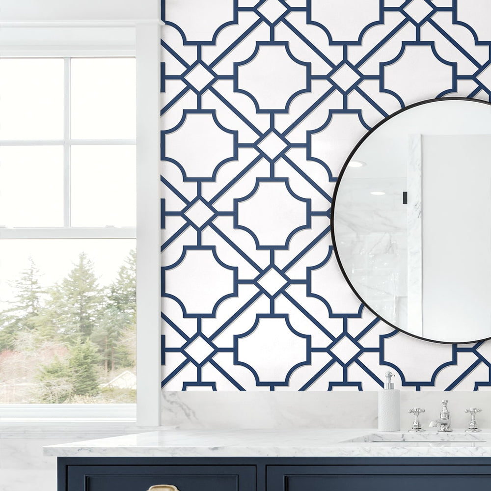 
                  
                    NW53502 lattice geometric peel and stick wallpaper bathroom from NextWall
                  
                