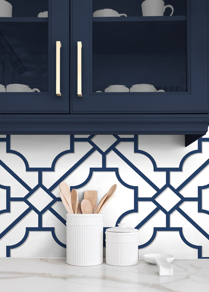NW53502 lattice geometric peel and stick wallpaper kitchen from NextWall