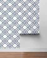 NW53502 lattice geometric peel and stick wallpaper roll from NextWall