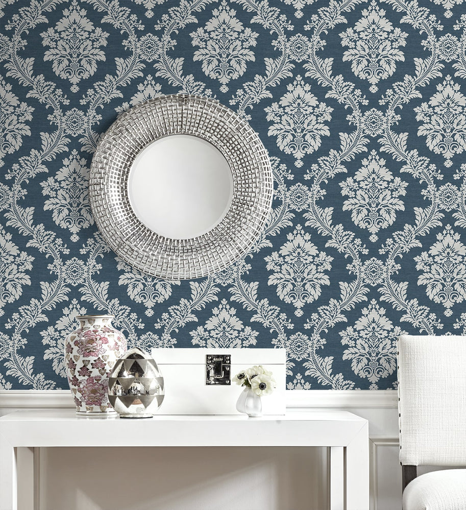 NW53602 damask peel and stick wallpaper entryway from NextWall