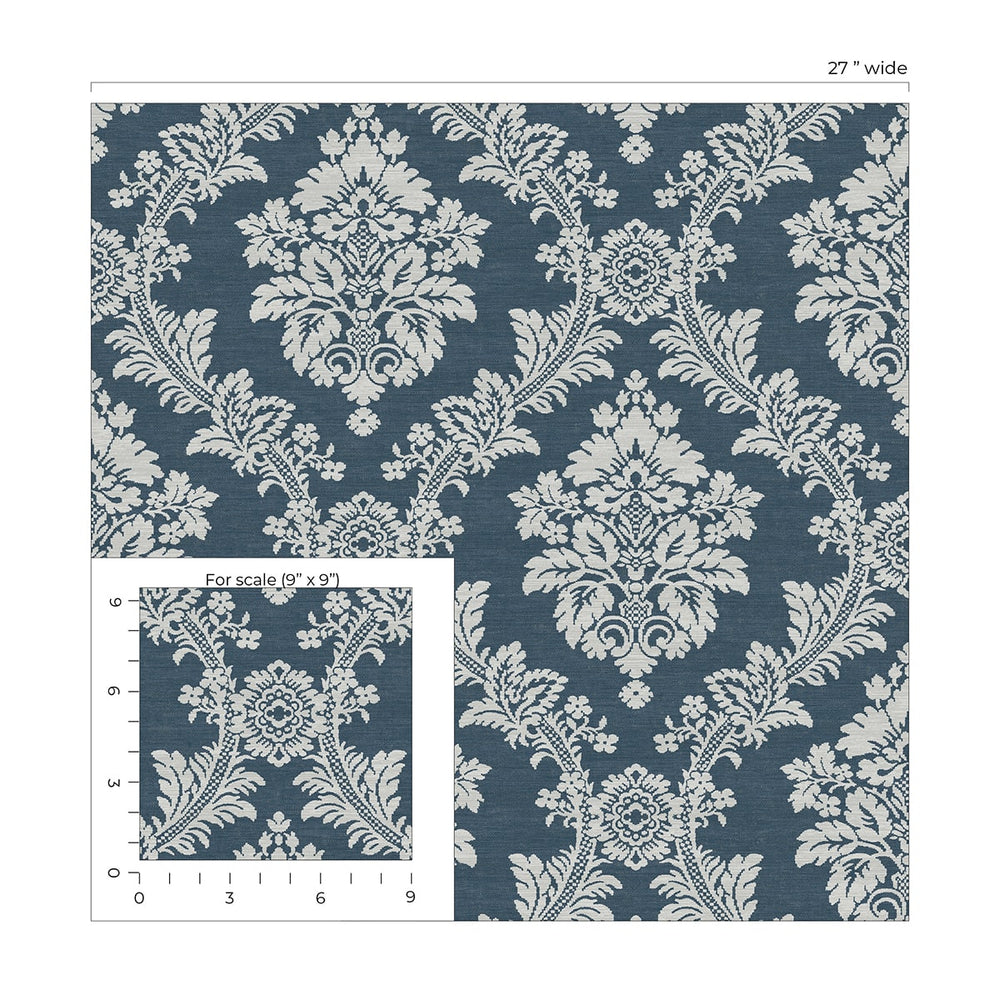 NW53602 damask peel and stick wallpaper scale from NextWall