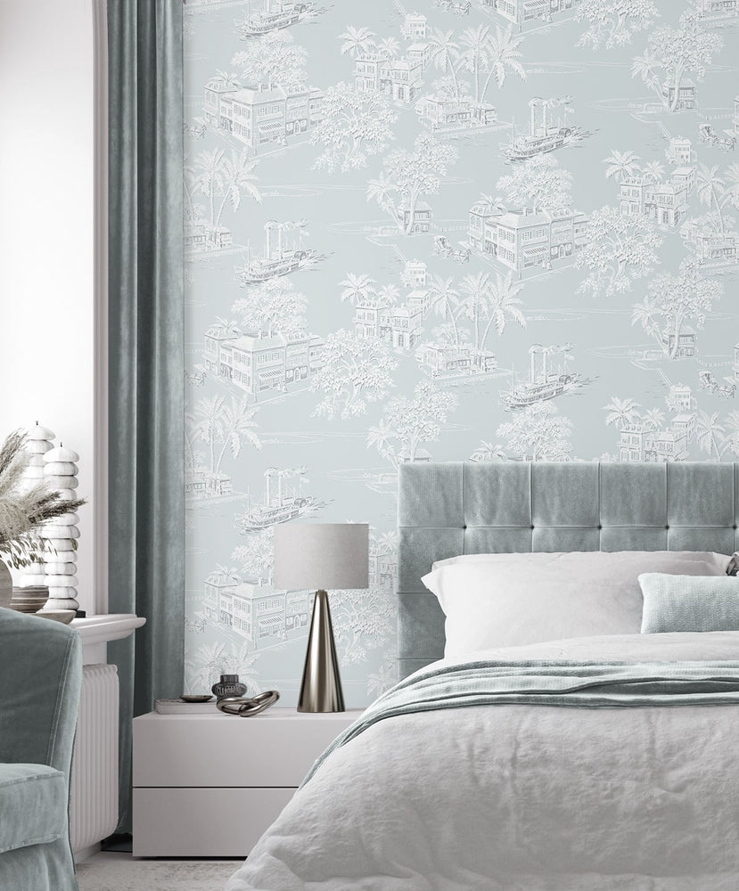 NW53702 toile peel and stick wallpaper bedroom from NextWall