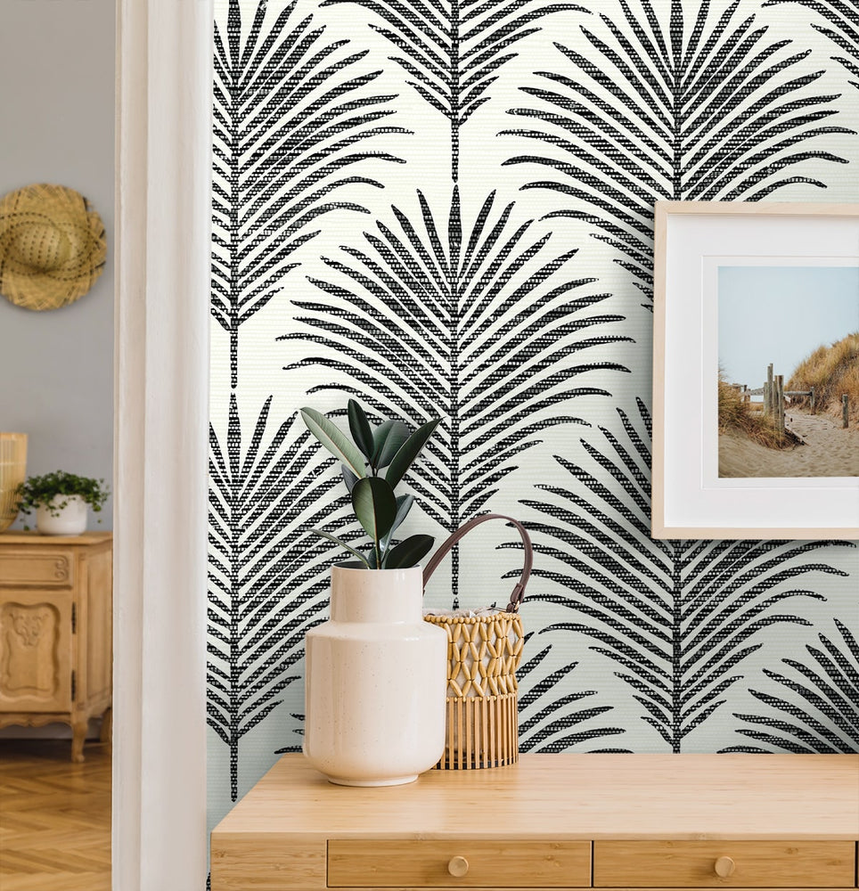 NW53800 palm leaf peel and stick wallpaper accent from NextWall