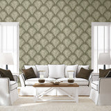 NW53805 palm leaf peel and stick wallpaper living room from NextWall