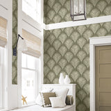 NW53805 palm leaf peel and stick wallpaper bedroom from NextWall