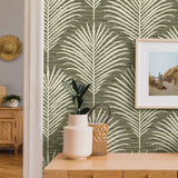 NW53805 palm leaf peel and stick wallpaper accent from NextWall