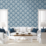 NW53812 palm leaf peel and stick wallpaper living room from NextWall